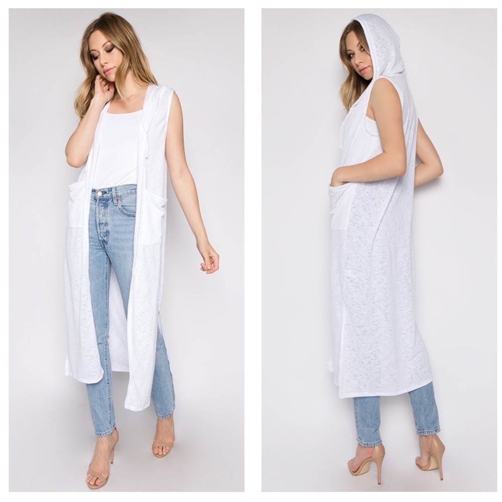 Beach Swimsuit Sleeveless Hooded Long Cardigan NWT